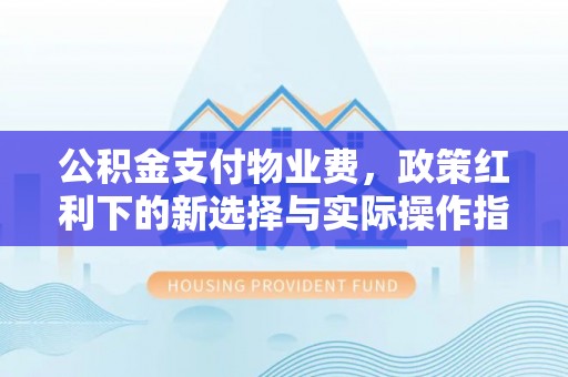 赤壁公积金支付物业费，政策红利下的新选择与实际操作指南
