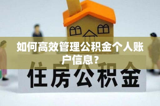 赤壁如何高效管理公积金个人账户信息？